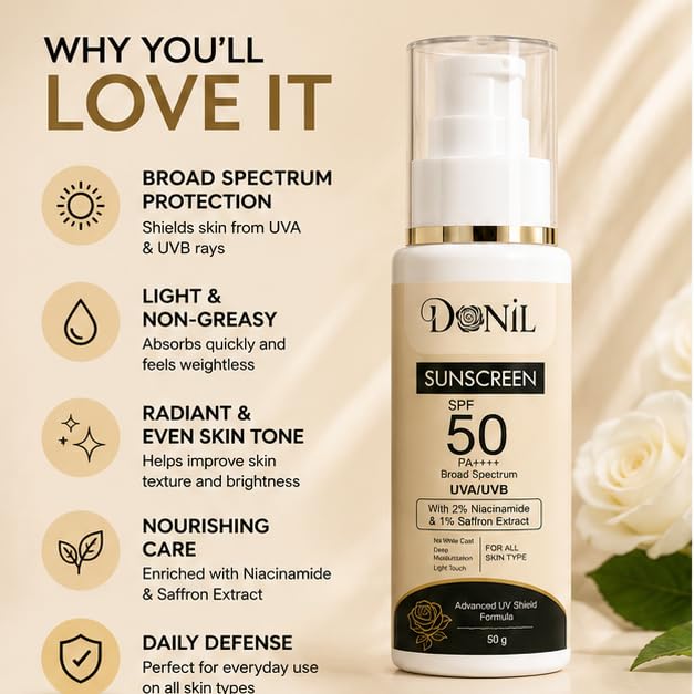 DONIL SPF 50 PA++++ Broad Spectrum Sunscreen (50g)