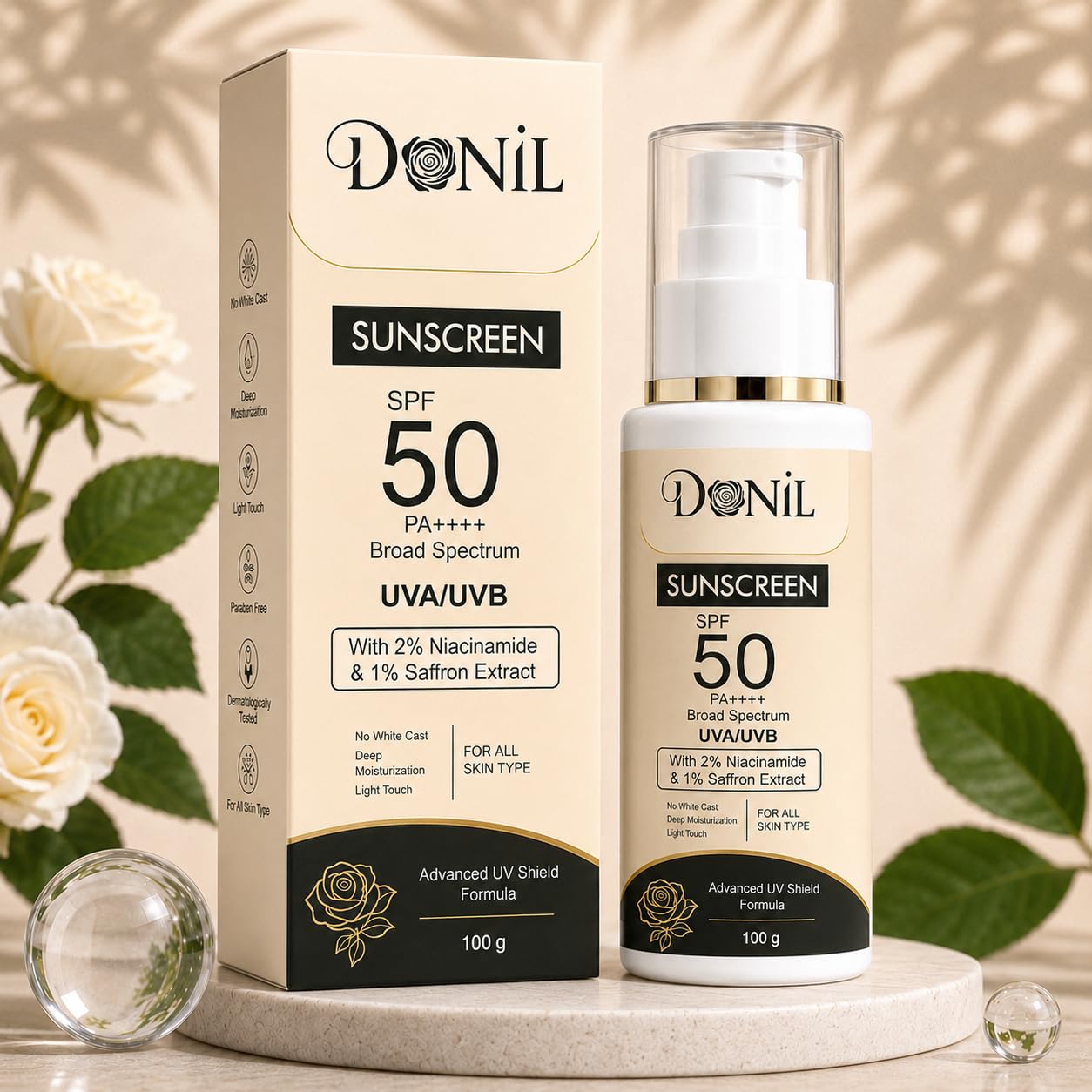 DONIL SPF 50 PA++++ Broad Spectrum Sunscreen (100g)