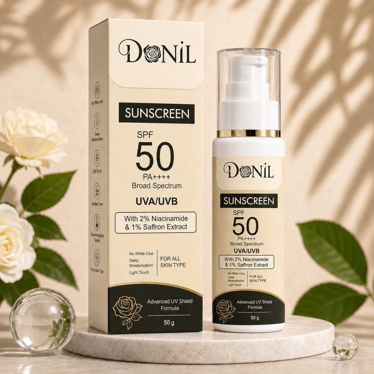 DONIL SPF 50 PA++++ Broad Spectrum Sunscreen (50g)